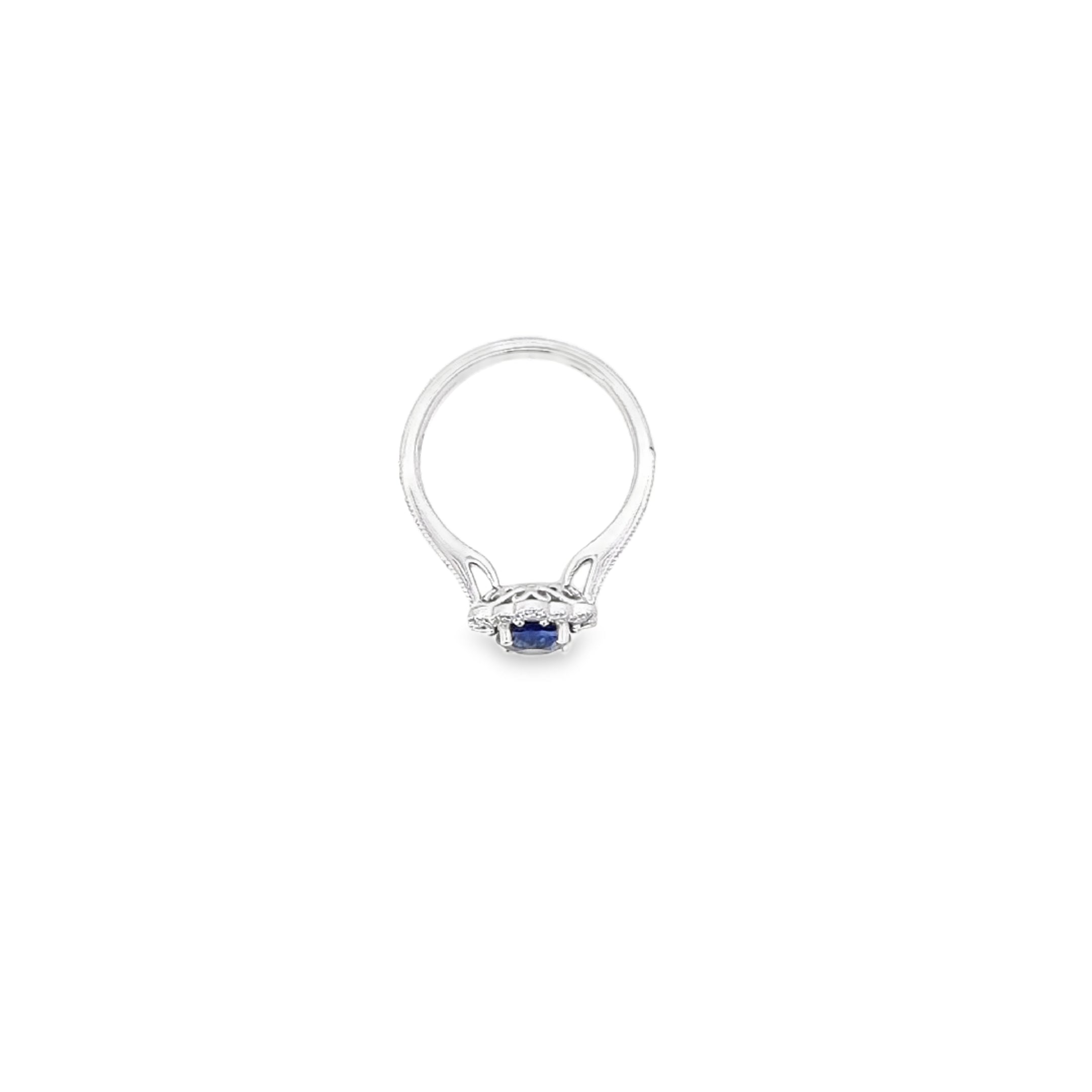 Sapphire & Diamond Fancy Halo Ring Set in Platinum