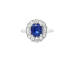 Sapphire & Diamond Fancy Halo Ring Set in Platinum