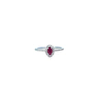 Oval Cut Ruby & Diamond Halo Ring Set in Platinum
