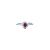 Oval Cut Ruby & Diamond Halo Ring Set in Platinum