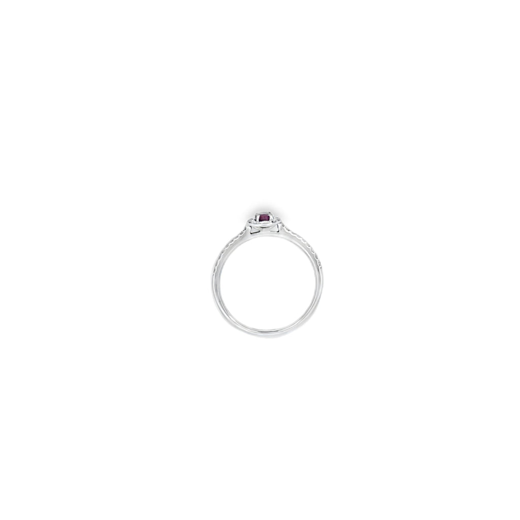 Oval Cut Ruby & Diamond Halo Ring Set in Platinum