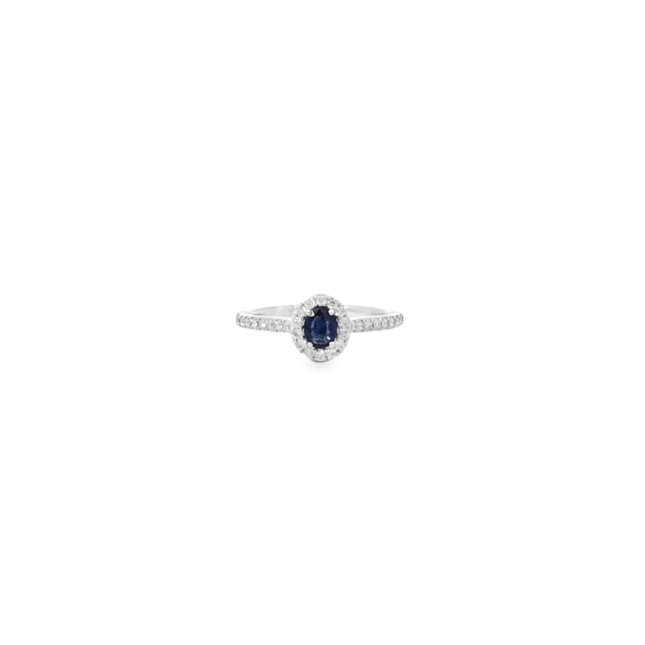 Sapphire & Diamond Halo Ring Set in Platinum