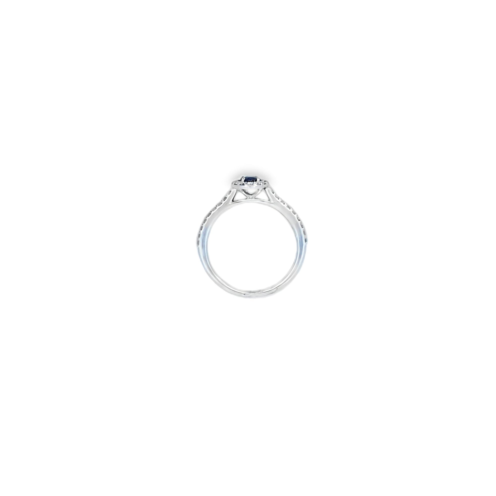 Sapphire & Diamond Halo Ring Set in Platinum