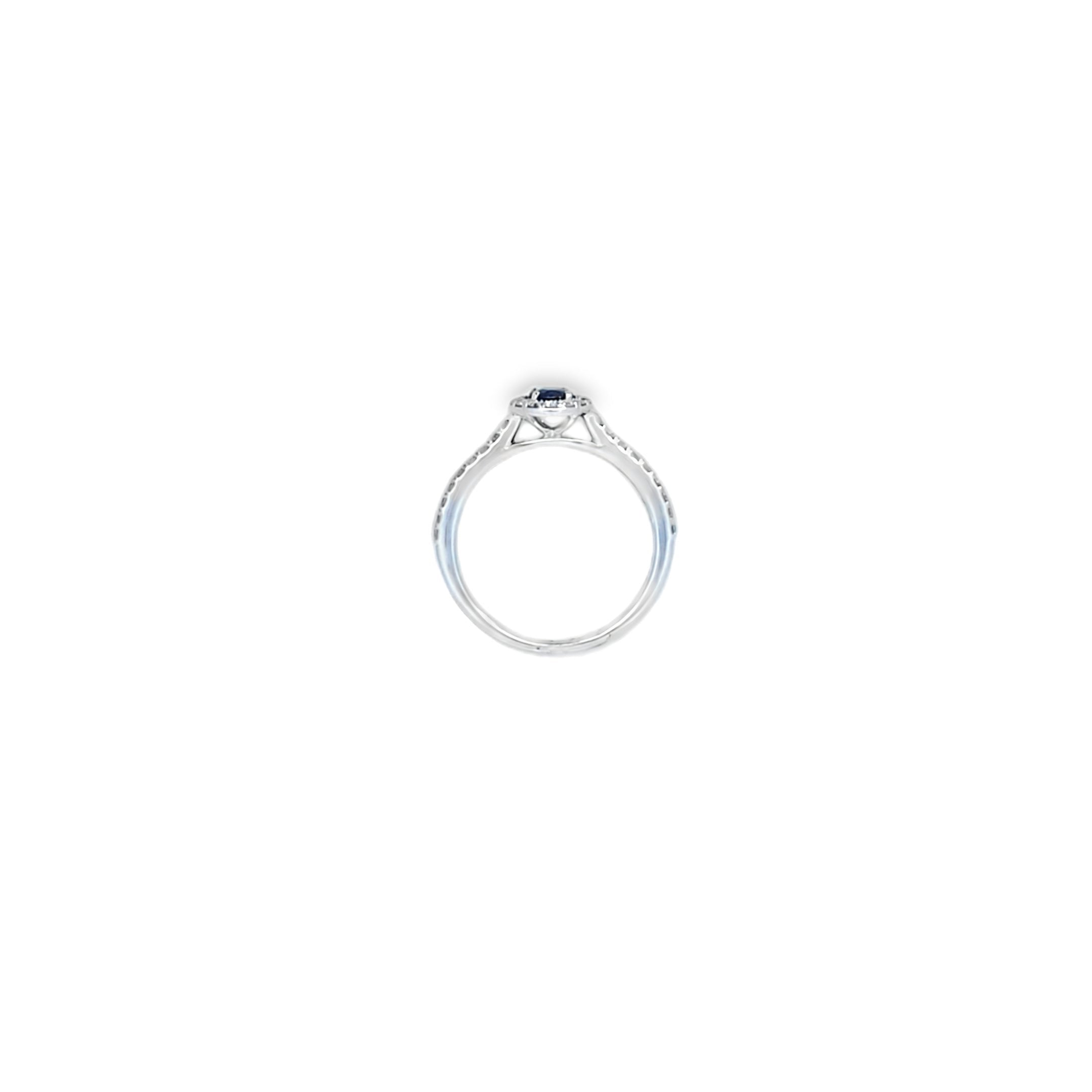 Sapphire & Diamond Halo Ring Set in Platinum
