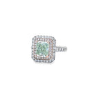 GIA 2.20ct Fancy Yellow-Green Radiant Cut Diamond Halo Ring Set in 18ct White Gold