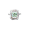 GIA 2.20ct Fancy Yellow-Green Radiant Cut Diamond Halo Ring Set in 18ct White Gold