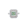 GIA 2.20ct Fancy Yellow-Green Radiant Cut Diamond Halo Ring Set in 18ct White Gold