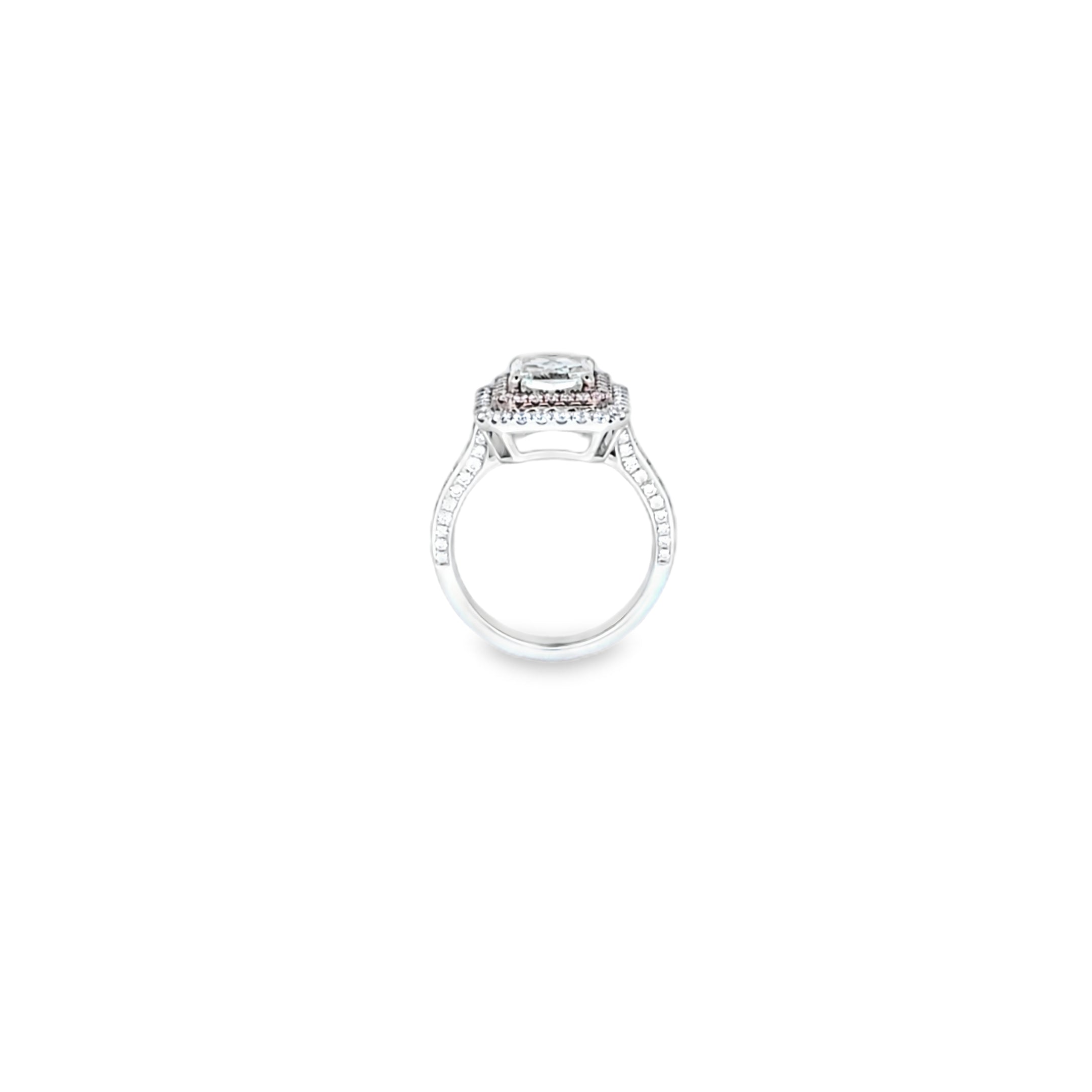 GIA 2.20ct Fancy Yellow-Green Radiant Cut Diamond Halo Ring Set in 18ct White Gold