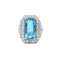 VIP 6.67ct Aquamarine & Diamond Ring Set in Platinum - Montpellier Jewellers