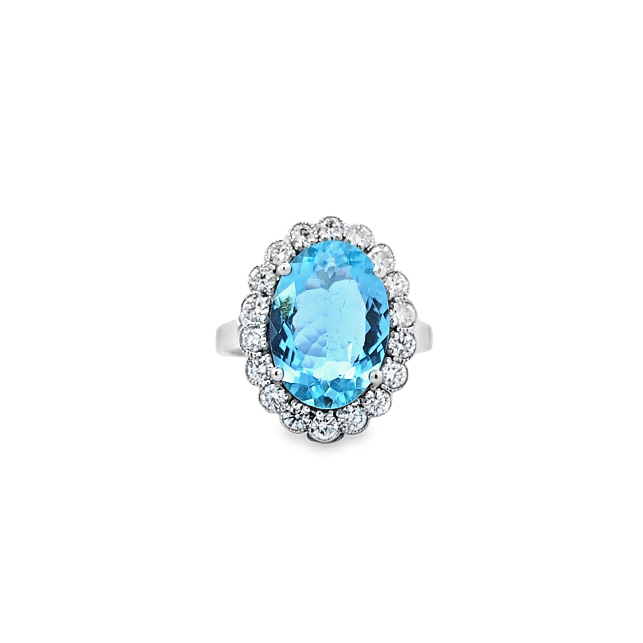 3.00ct Aquamarine & Diamond Ring Set in 18ct White Gold - Montpellier Jewellers