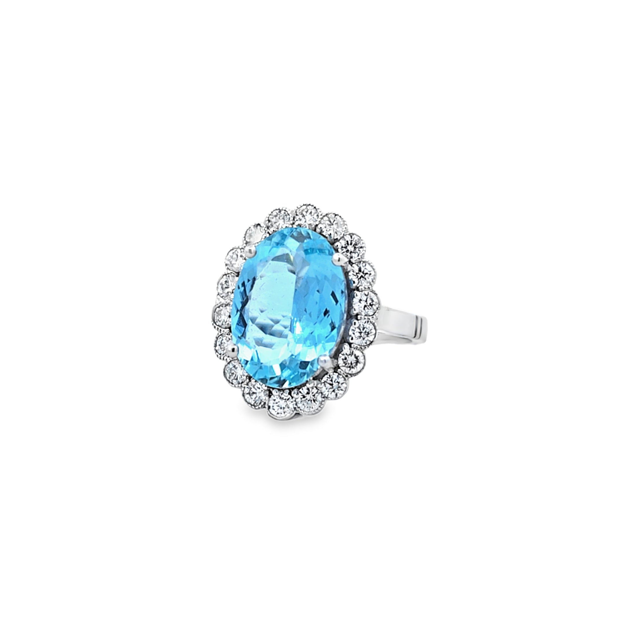 3.00ct Aquamarine & Diamond Ring Set in 18ct White Gold - Montpellier Jewellers