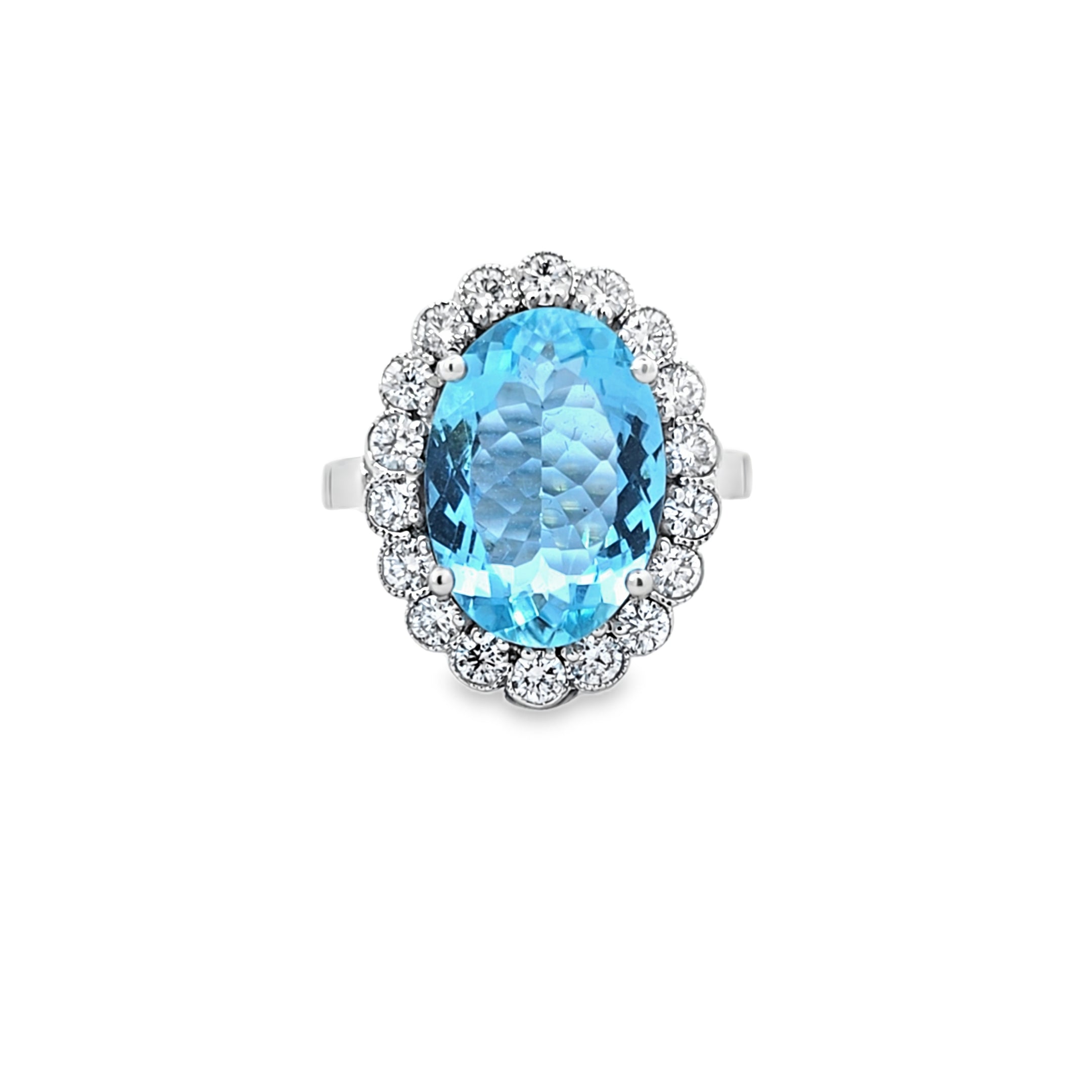 3.00ct Aquamarine & Diamond Ring Set in 18ct White Gold - Montpellier Jewellers