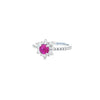 Ruby & Diamond Fancy Cluster Ring with Diamond Shoulders Set in 18ct White Gold