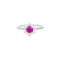 Ruby & Diamond Fancy Cluster Ring with Diamond Shoulders Set in 18ct White Gold - Montpellier Jewellers