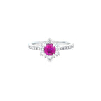 Ruby & Diamond Fancy Cluster Ring with Diamond Shoulders Set in 18ct White Gold