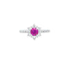 Ruby & Diamond Fancy Cluster Ring with Diamond Shoulders Set in 18ct White Gold