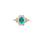 Emerald & Diamond Fancy Cluster Ring set in 18ct Yellow Gold