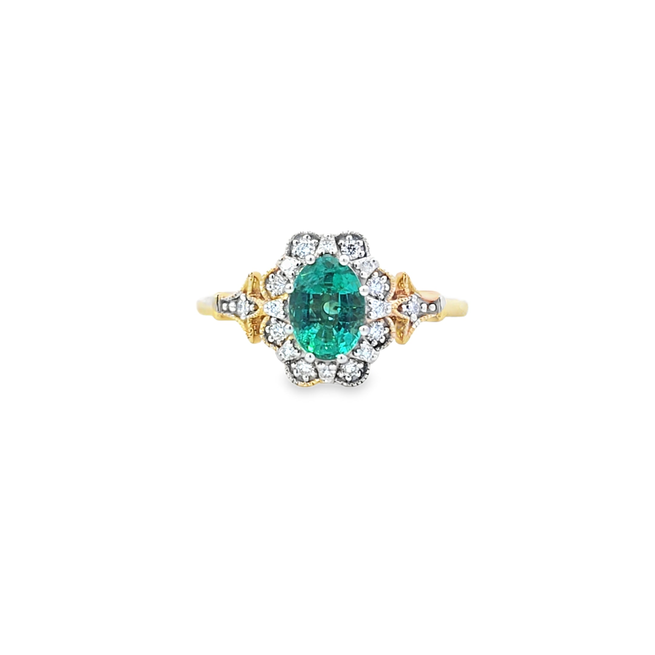 Emerald & Diamond Fancy Cluster Ring set in 18ct Yellow Gold