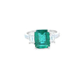 VIP Emerald Ring with Emerald Cut Diamond Side Stones Set in 18ct White Gold - Montpellier Jewellers