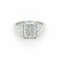 Radiant Cut Lab Grown Diamond Ring with Trapezoid side stones