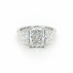 Radiant Cut Lab Grown Diamond Ring with Trapezoid side stones