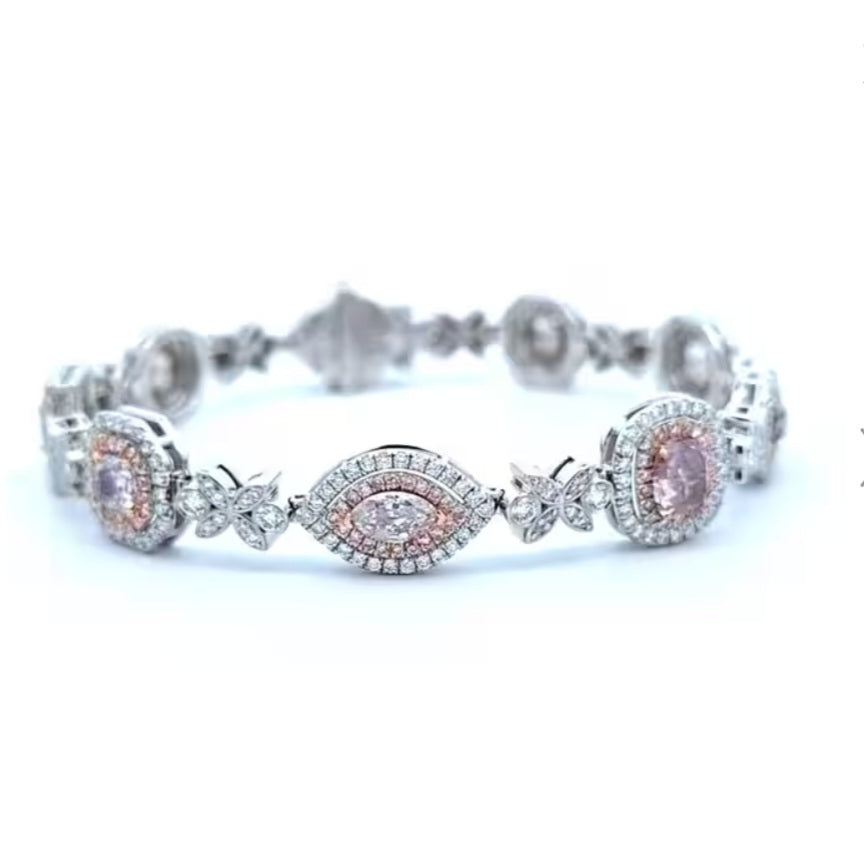GIA Fancy Pink Diamond Bracelet Set in 18ct White Gold - Montpellier Jewellers