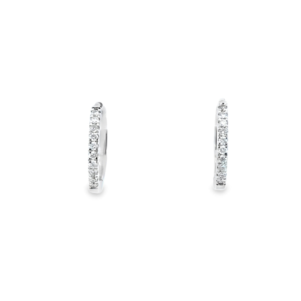 18ct White Gold Diamond Huggie Earrings
