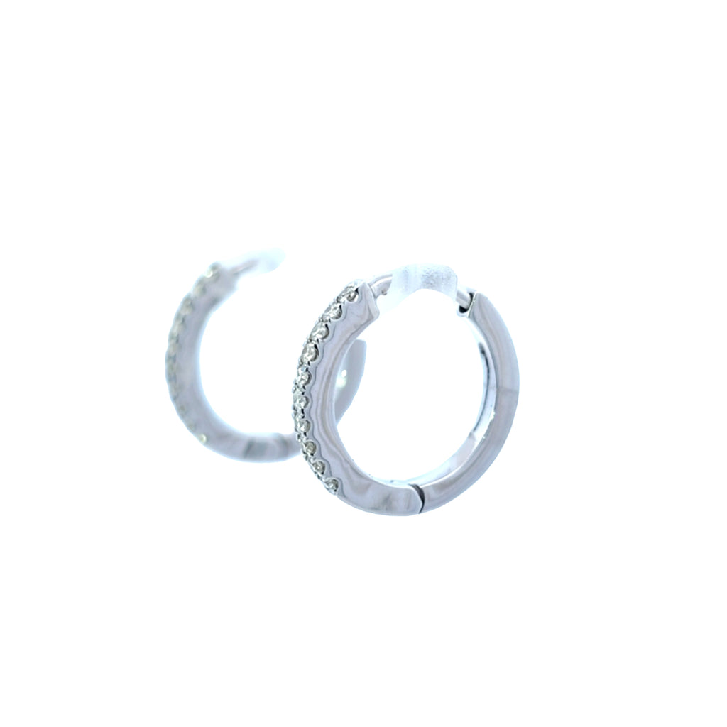 18ct White Gold Diamond Huggie Earrings