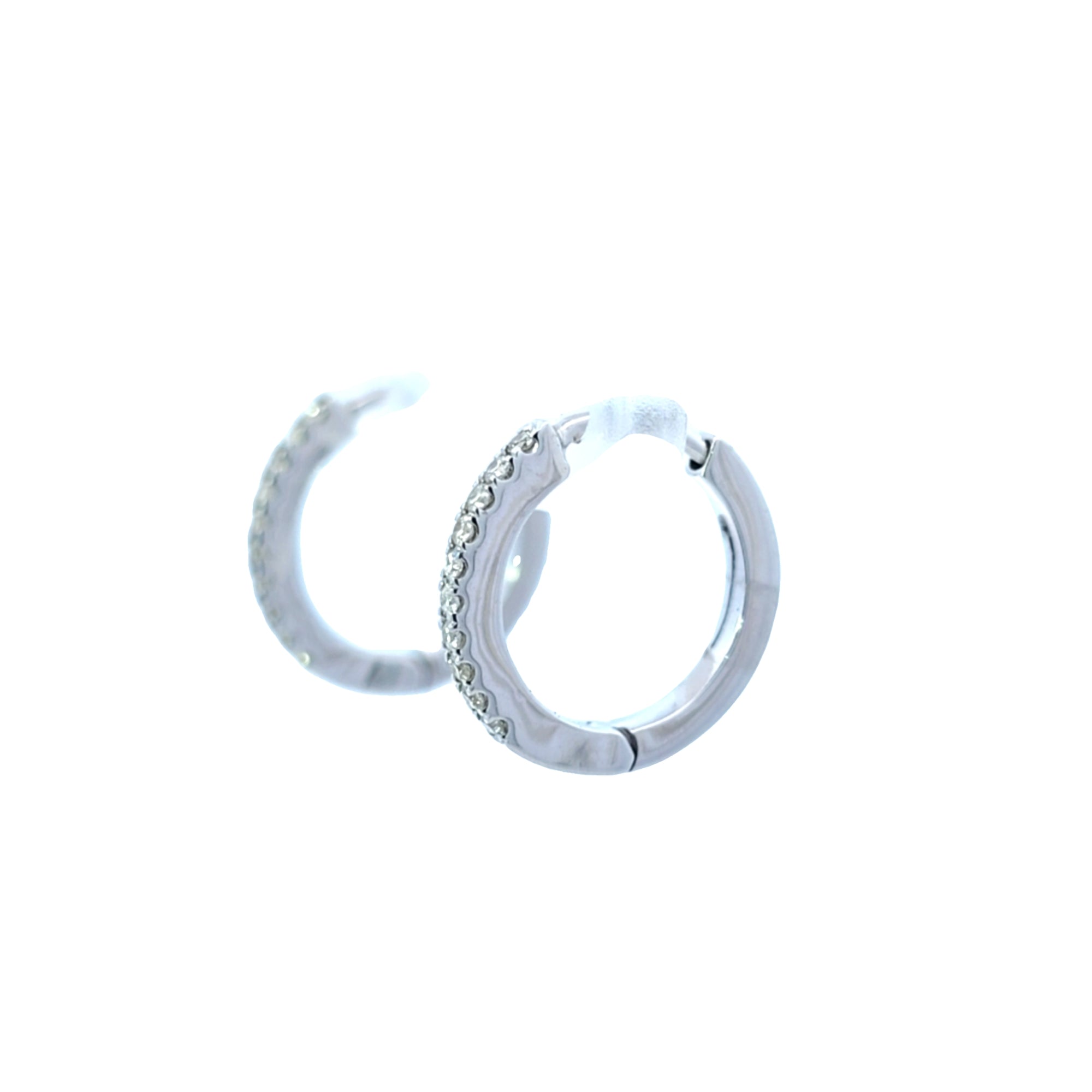 18ct White Gold Diamond Huggie Earrings