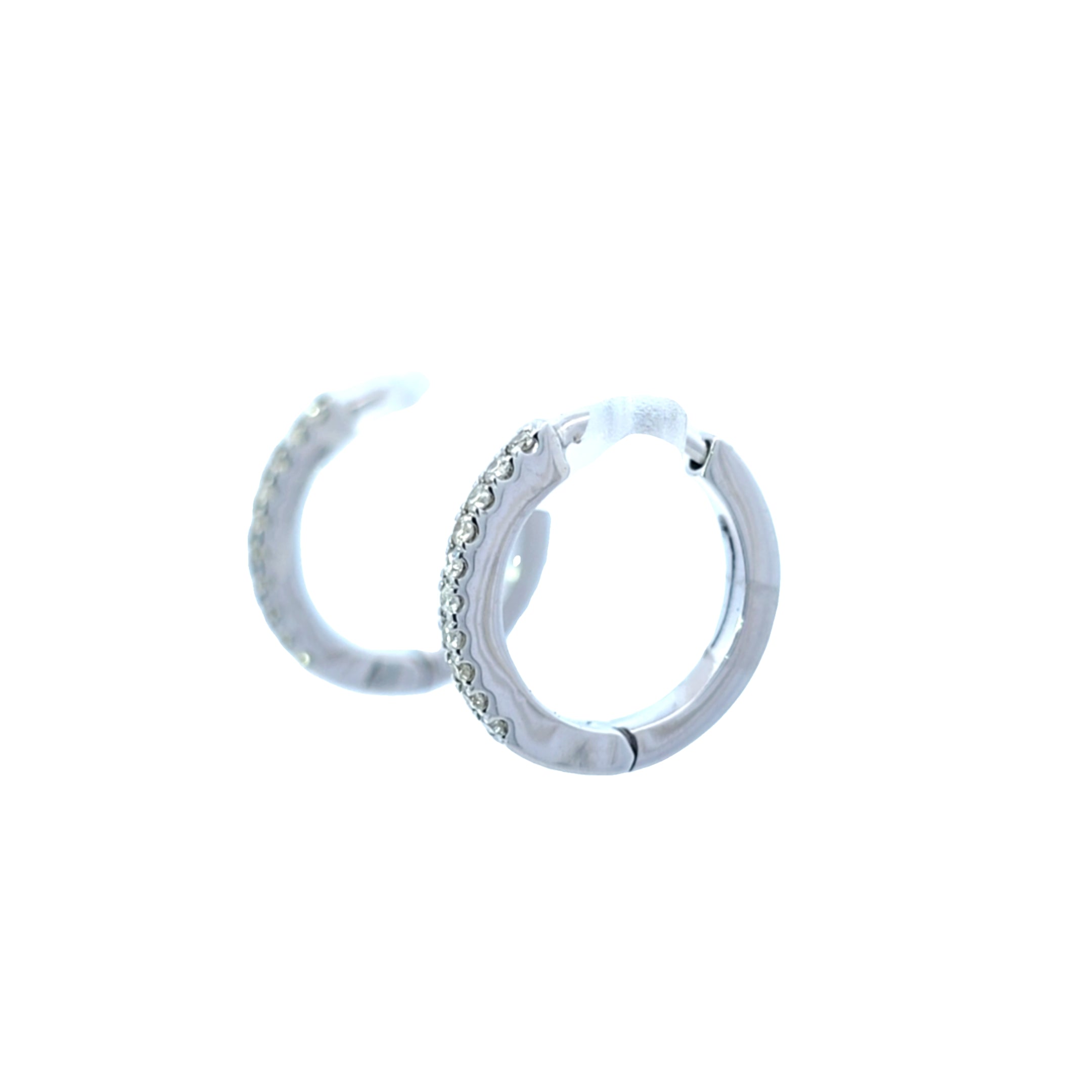 18ct White Gold Diamond Huggie Earrings - Montpellier Jewellers