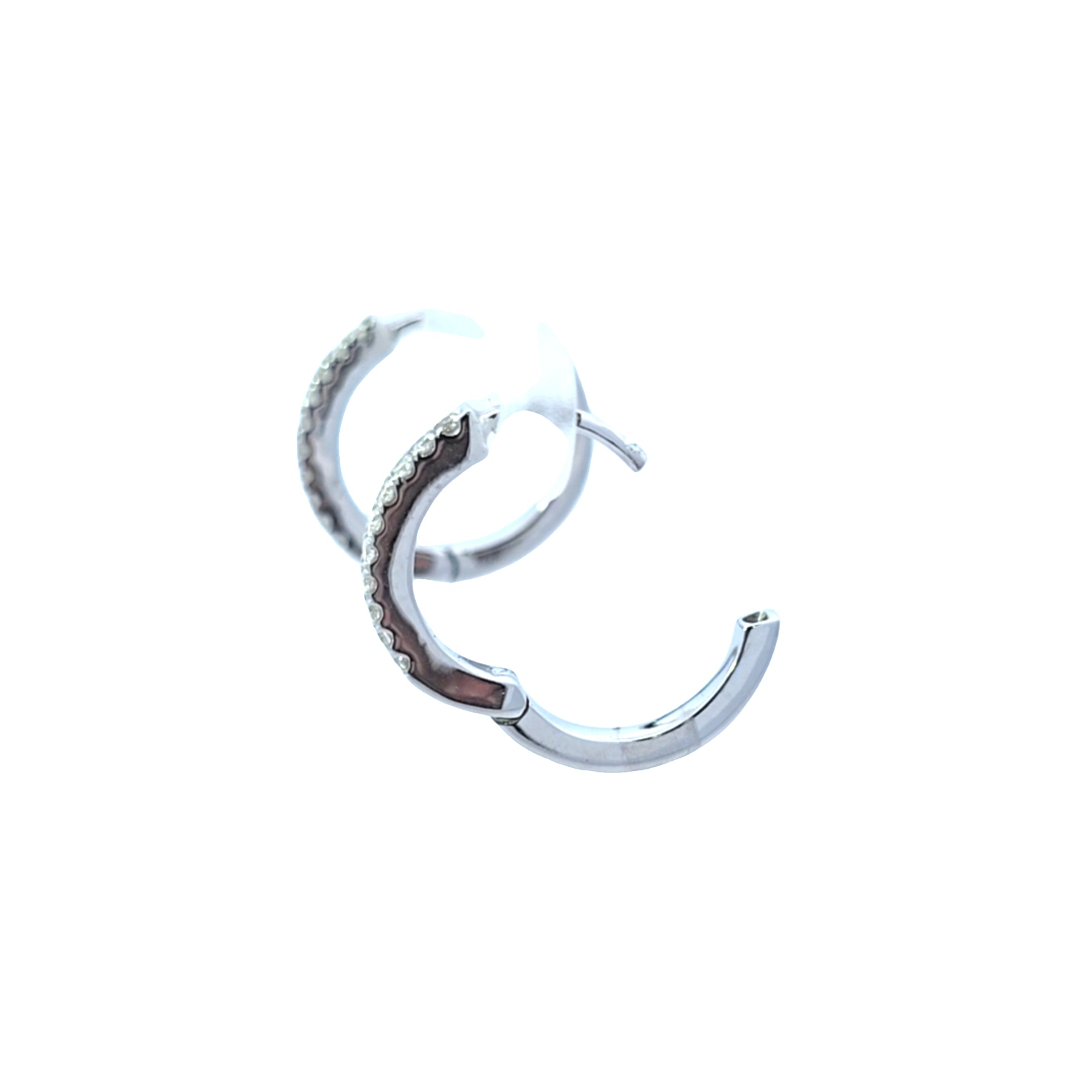 18ct White Gold Diamond Huggie Earrings - Montpellier Jewellers