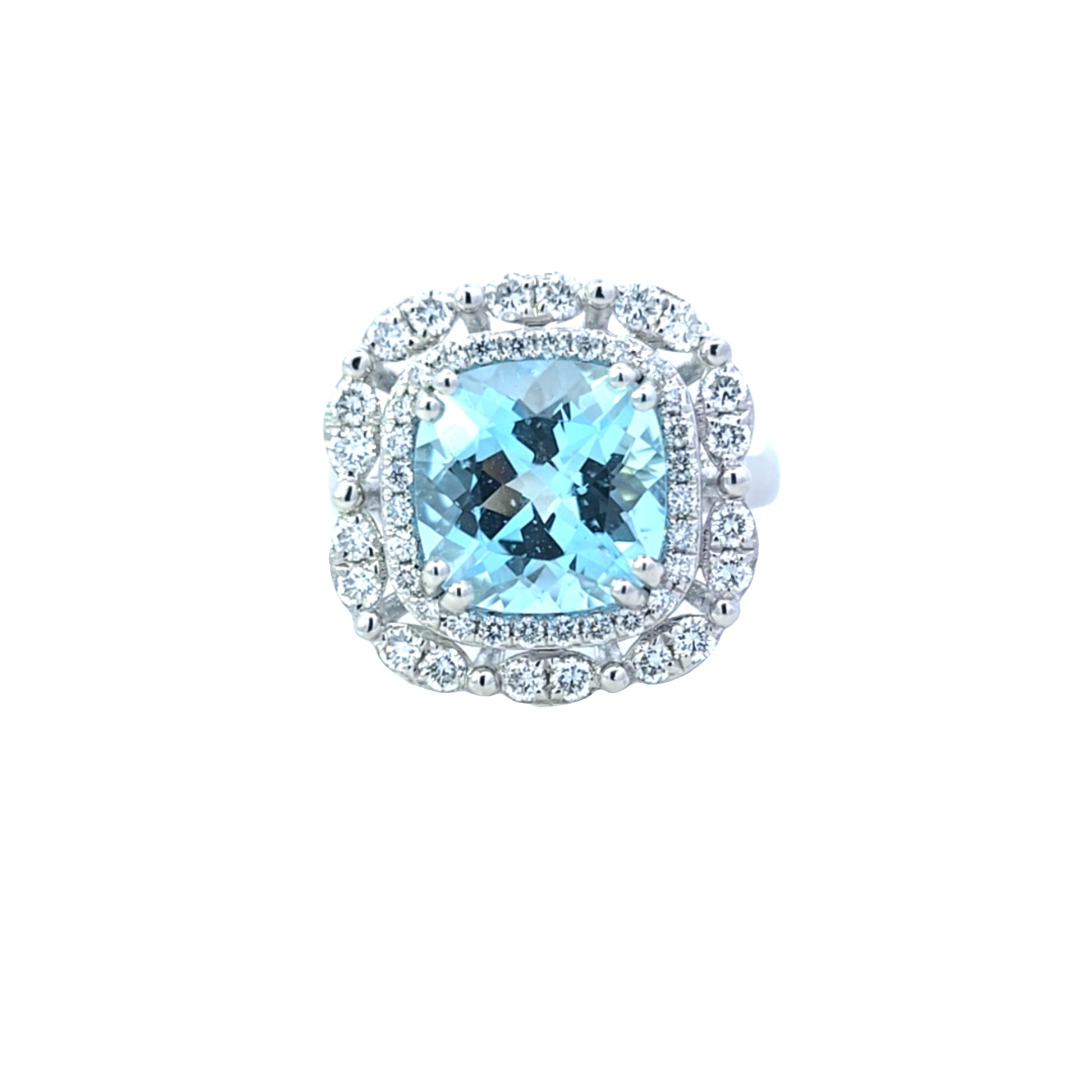 3.70ct Aquamarine & Diamond Ring Set in Platinum