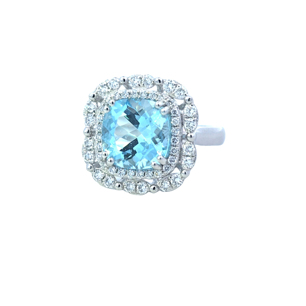 3.70ct Aquamarine & Diamond Ring Set in Platinum