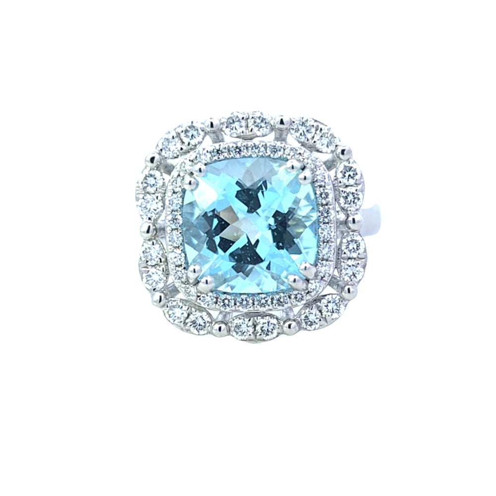3.70ct Aquamarine & Diamond Ring Set in Platinum