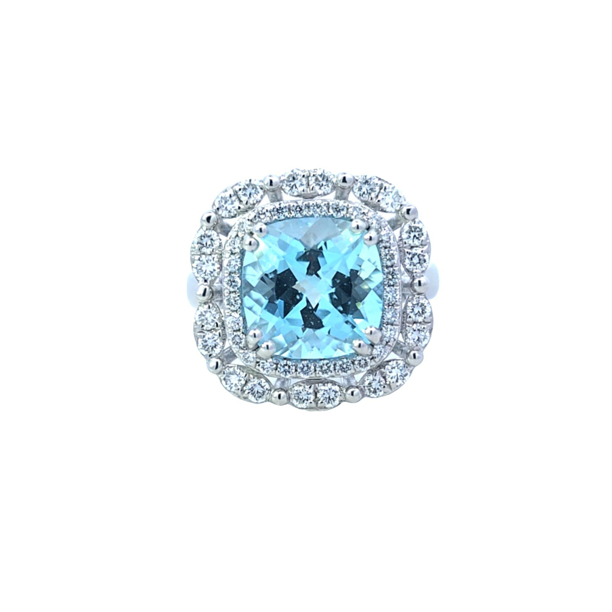 3.70ct Aquamarine & Diamond Ring Set in Platinum
