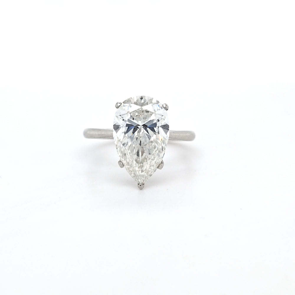 IGI 5.09ct G/VS1 LAB Diamond Pear Shape Solitaire Set In Platinum