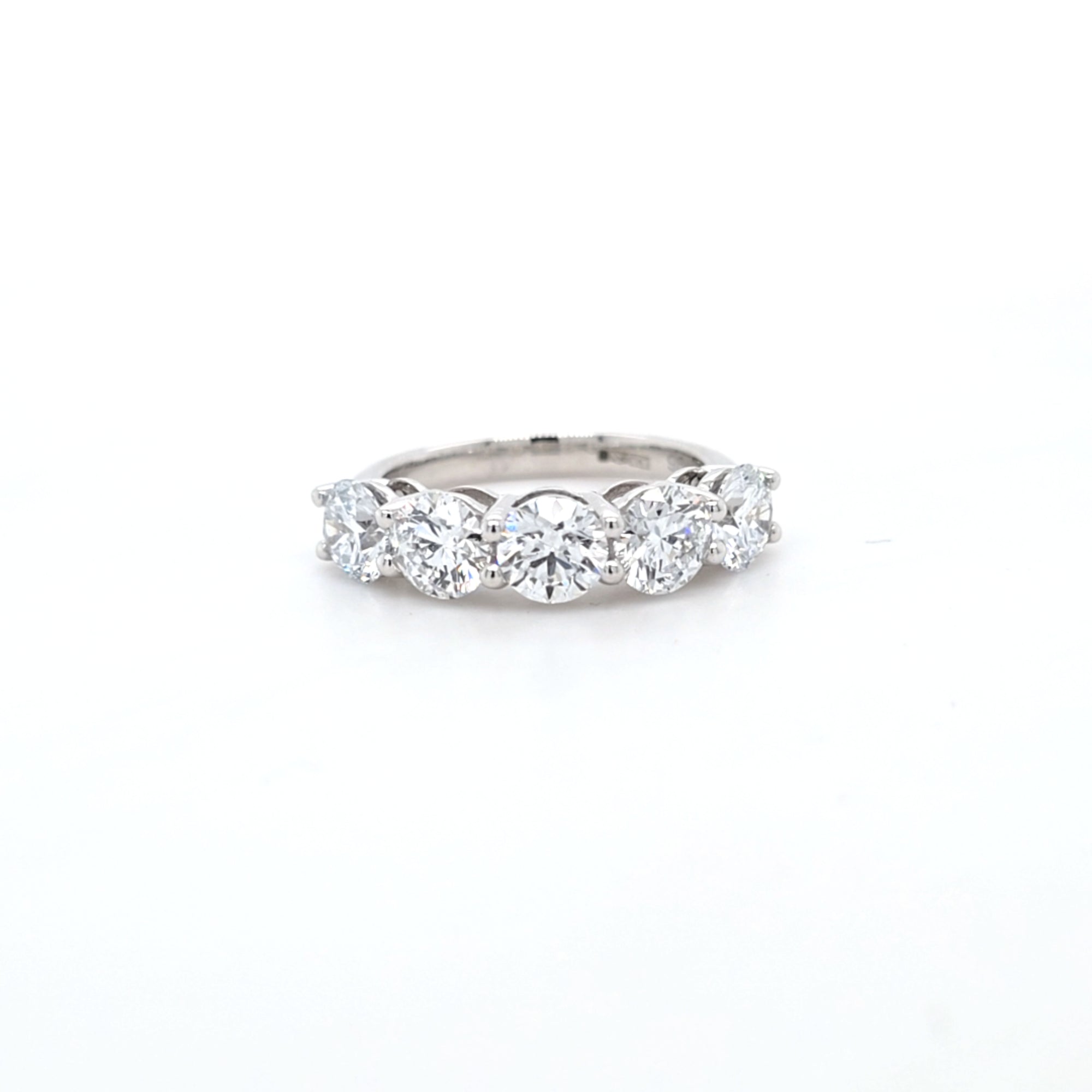 3.20ct F/VS LAB Diamond 5 Stone Ring Set In Platinum