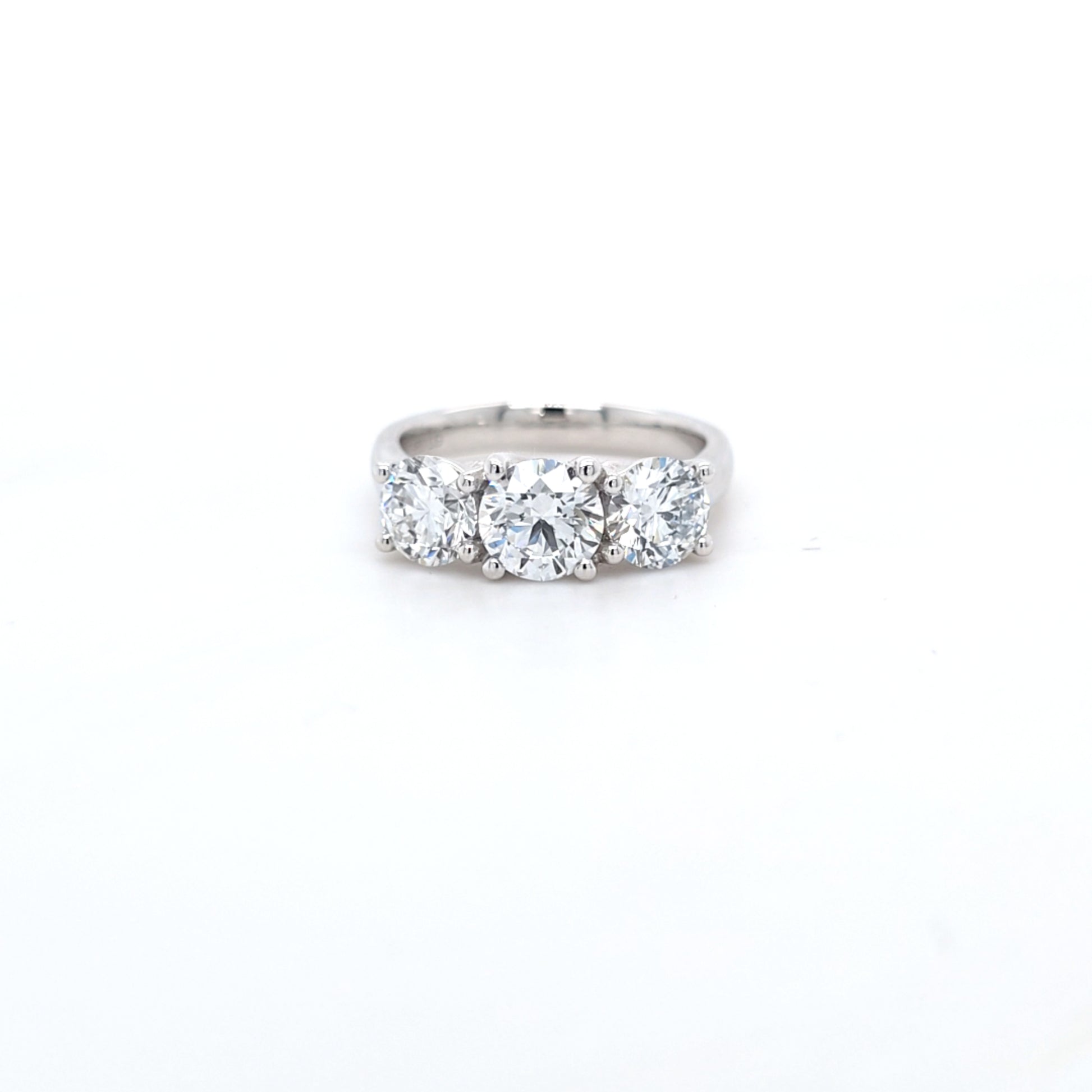 2.73ct F/VS LAB Diamond 3 Stone Ring Set In Platinum