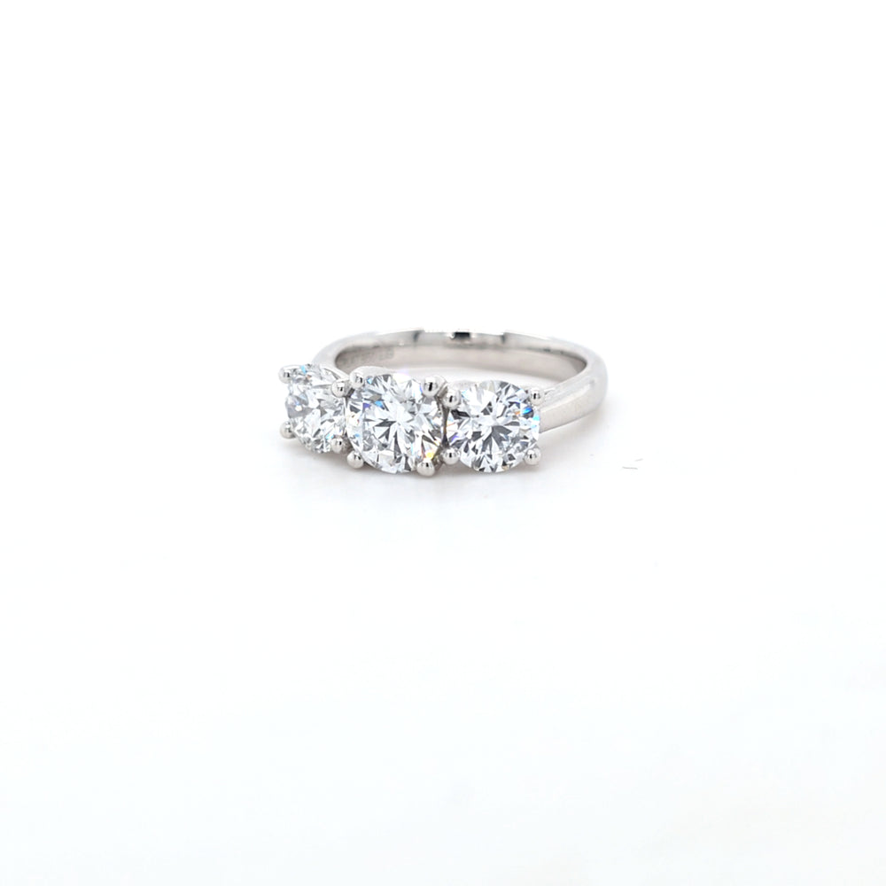 2.73ct F/VS LAB Diamond 3 Stone Ring Set In Platinum