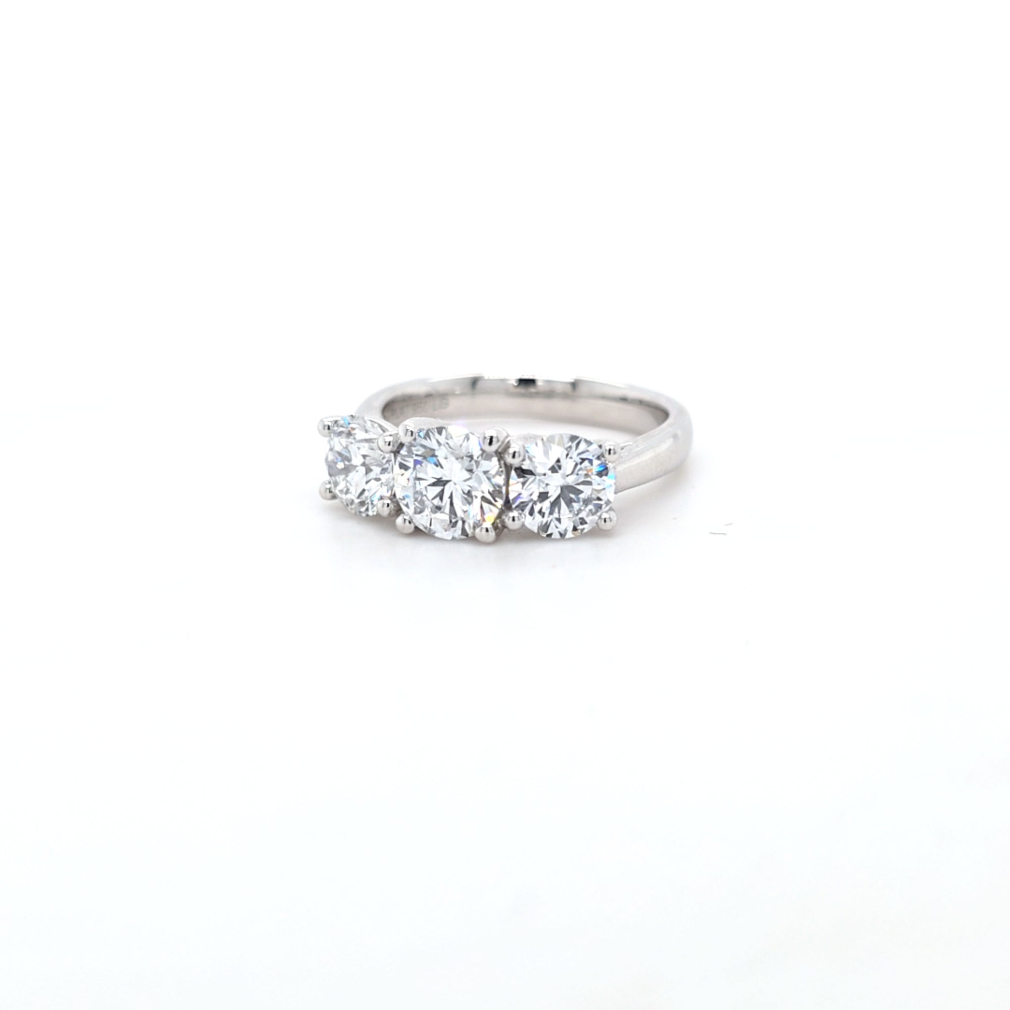 2.73ct F/VS LAB Diamond 3 Stone Ring Set In Platinum