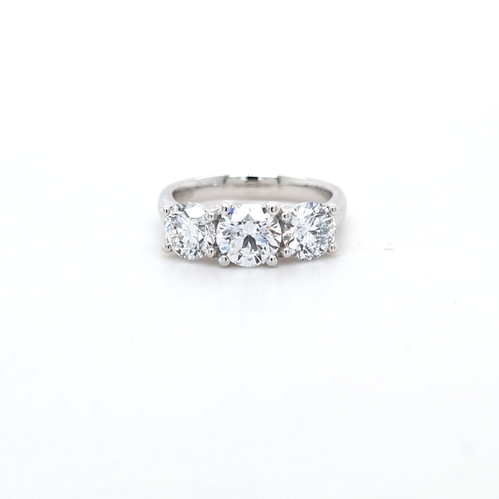 2.73ct F/VS LAB Diamond 3 Stone Ring Set In Platinum