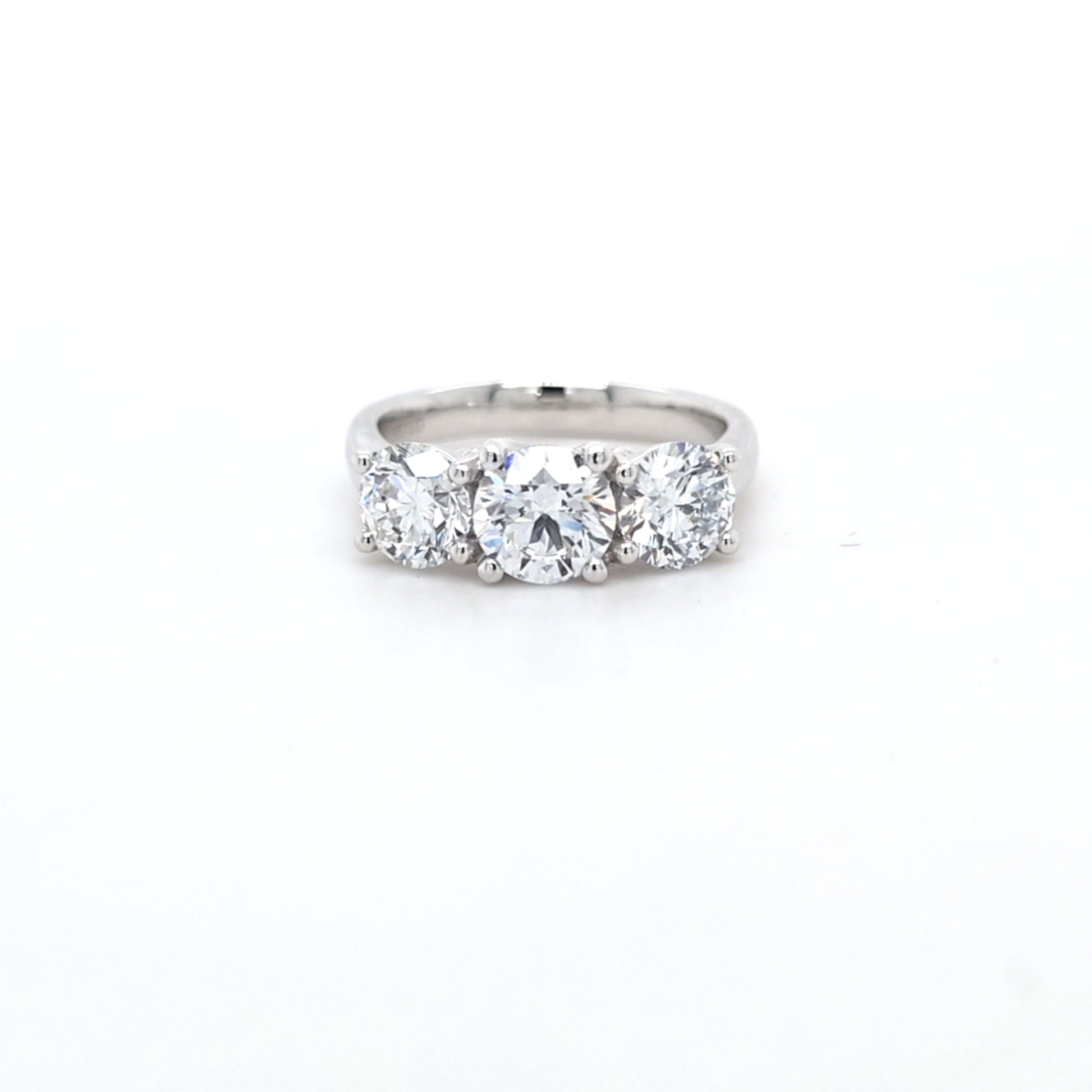 2.73ct F/VS LAB Diamond 3 Stone Ring Set In Platinum