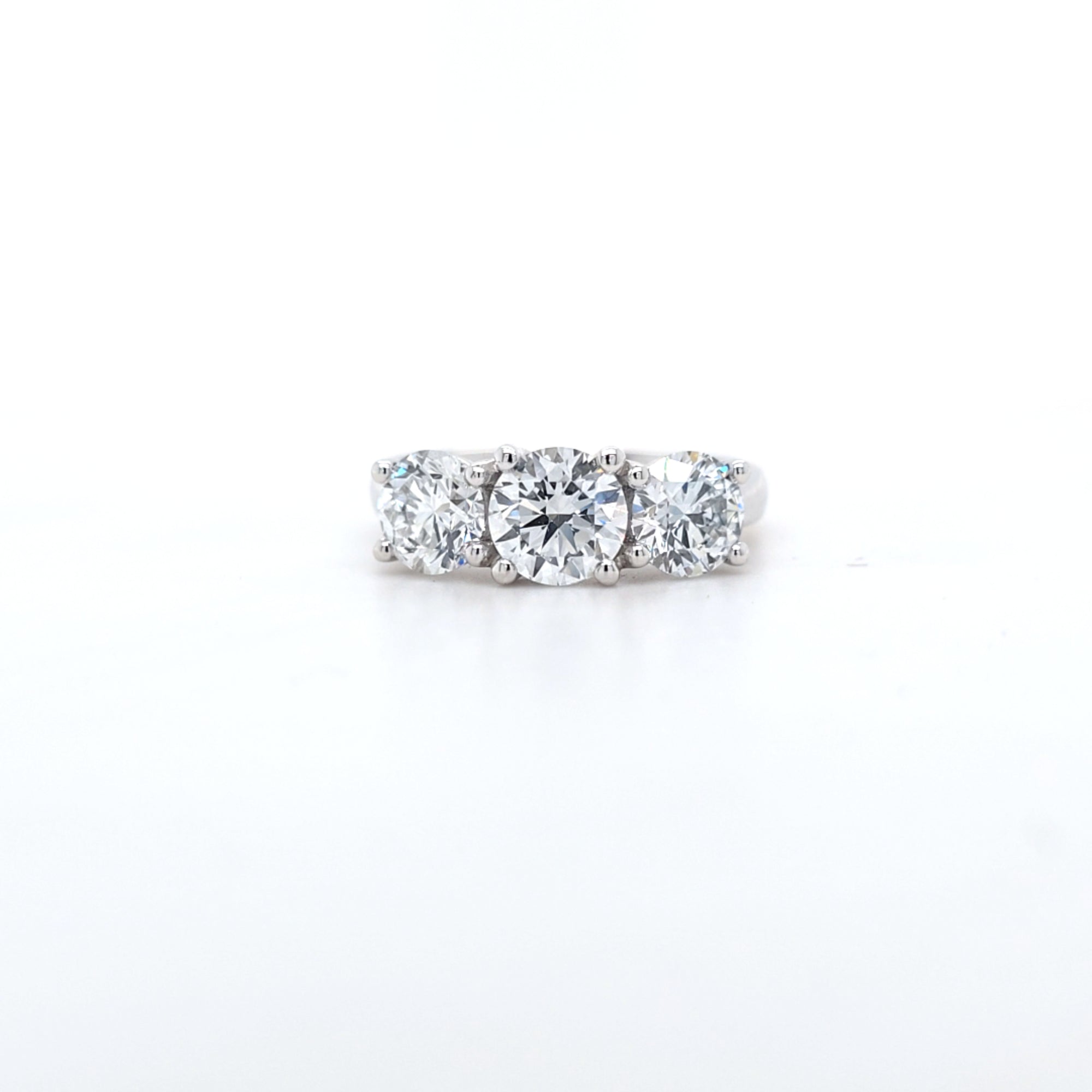 2.73ct F/VS LAB Diamond 3 Stone Ring Set In Platinum