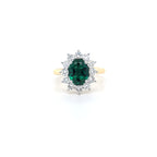 1.56ct LAB Emerald & LAB Diamond Cluster Ring set in 9ct Gold