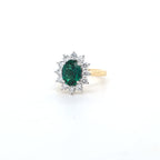 1.56ct LAB Emerald & LAB Diamond Cluster Ring set in 9ct Gold