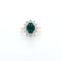 1.56ct LAB Emerald & LAB Diamond Cluster Ring set in 9ct Gold - Montpellier Jewellers