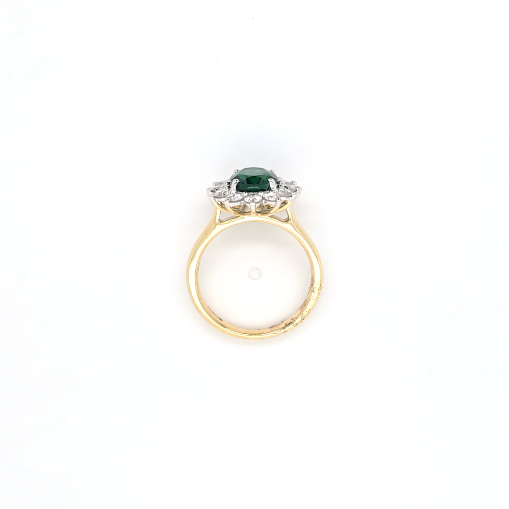 1.56ct LAB Emerald & LAB Diamond Cluster Ring set in 9ct Gold
