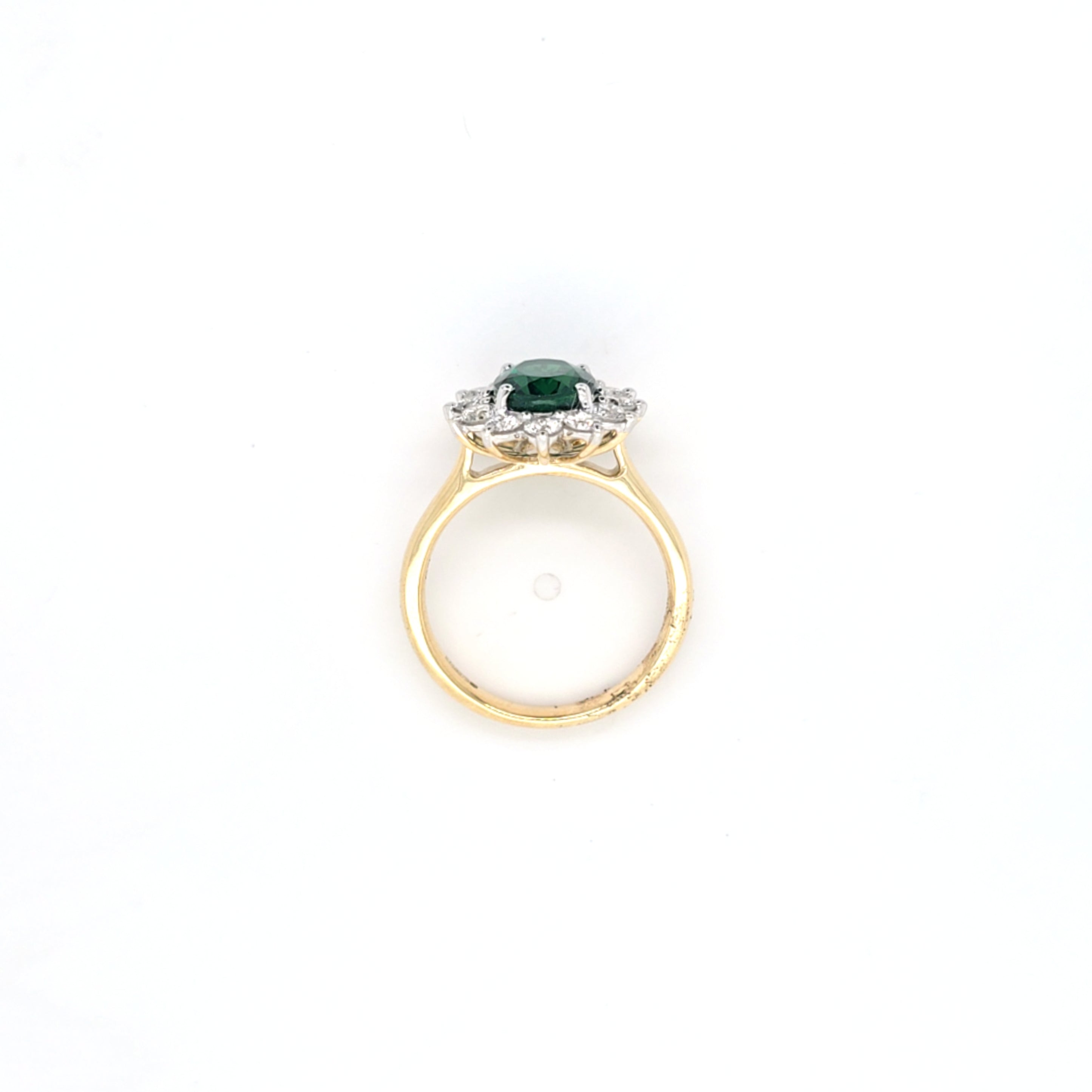 1.56ct LAB Emerald & LAB Diamond Cluster Ring set in 9ct Gold - Montpellier Jewellers