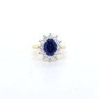 2.57ct LAB Sapphire & LAB Diamond Cluster Ring set in 9ct Gold