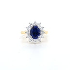 2.57ct LAB Sapphire & LAB Diamond Cluster Ring set in 9ct Gold